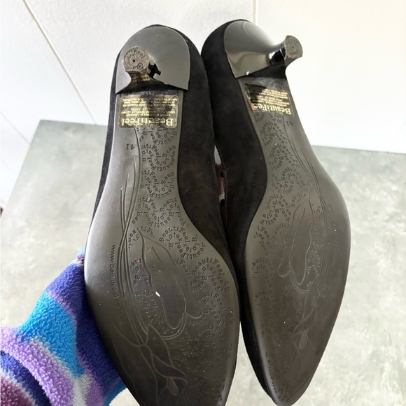 Beautifeel black varin kitten heels Swiss dot leather suede size 9.5 (EU 41) - Picture 4 of 6